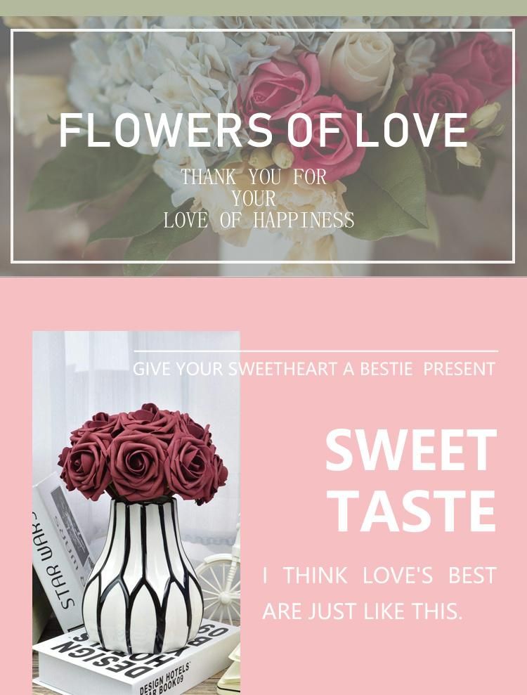 Hot Sale in Amazon 25PCS Each Box with Stem Foam Rose Flower for Flower Arrangement