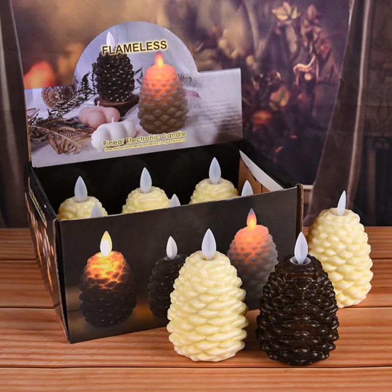 Wholesale Christmas Electronic Lamp Festival Decoration Pine Cone LED Candle