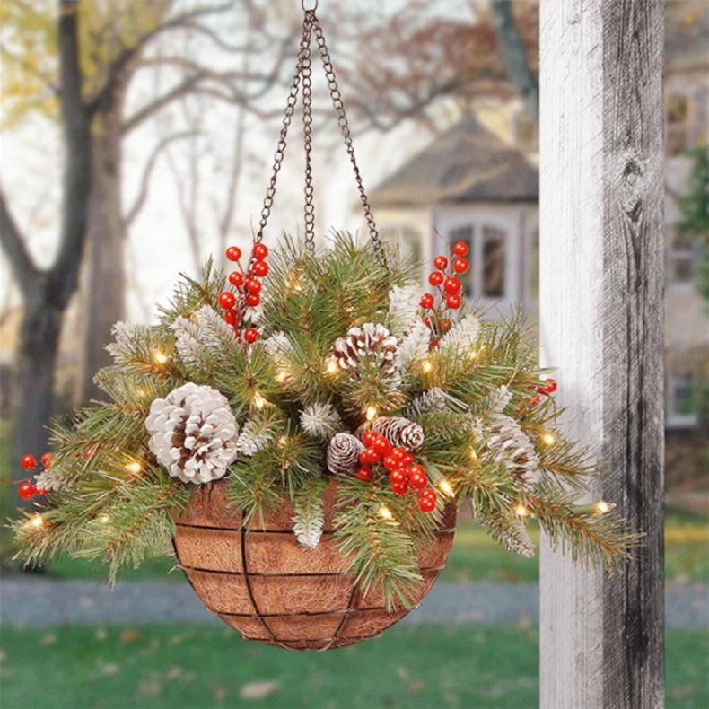 Christmas Festival Decorations Artificial Wreath Hanging Baskets