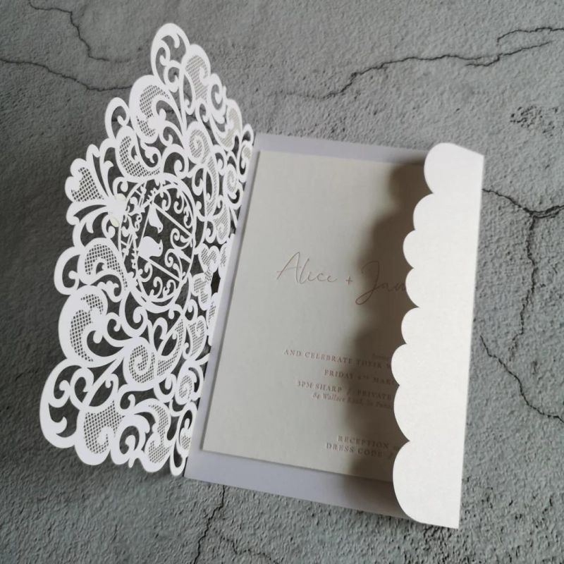 Tri-Fold Laser Cut Pocket Wedding Card Wedding Invitation