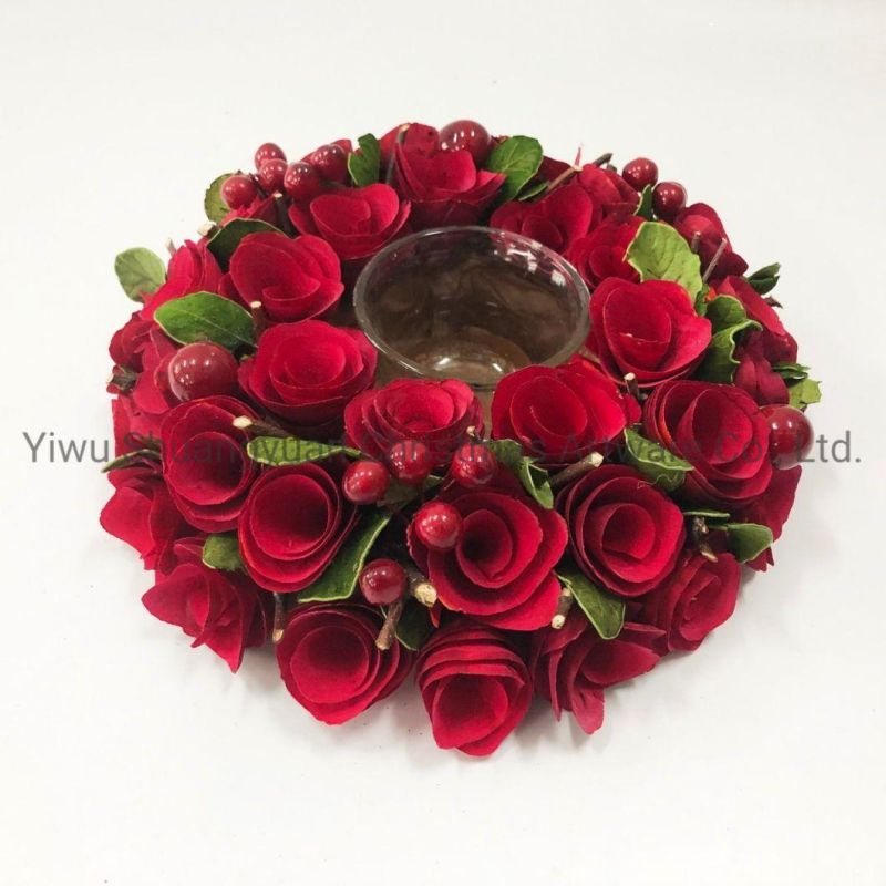 Christmas New Design Rose Wreath for Holiday Wedding Party Decoration Supplies Hook Ornament Craft Gifts
