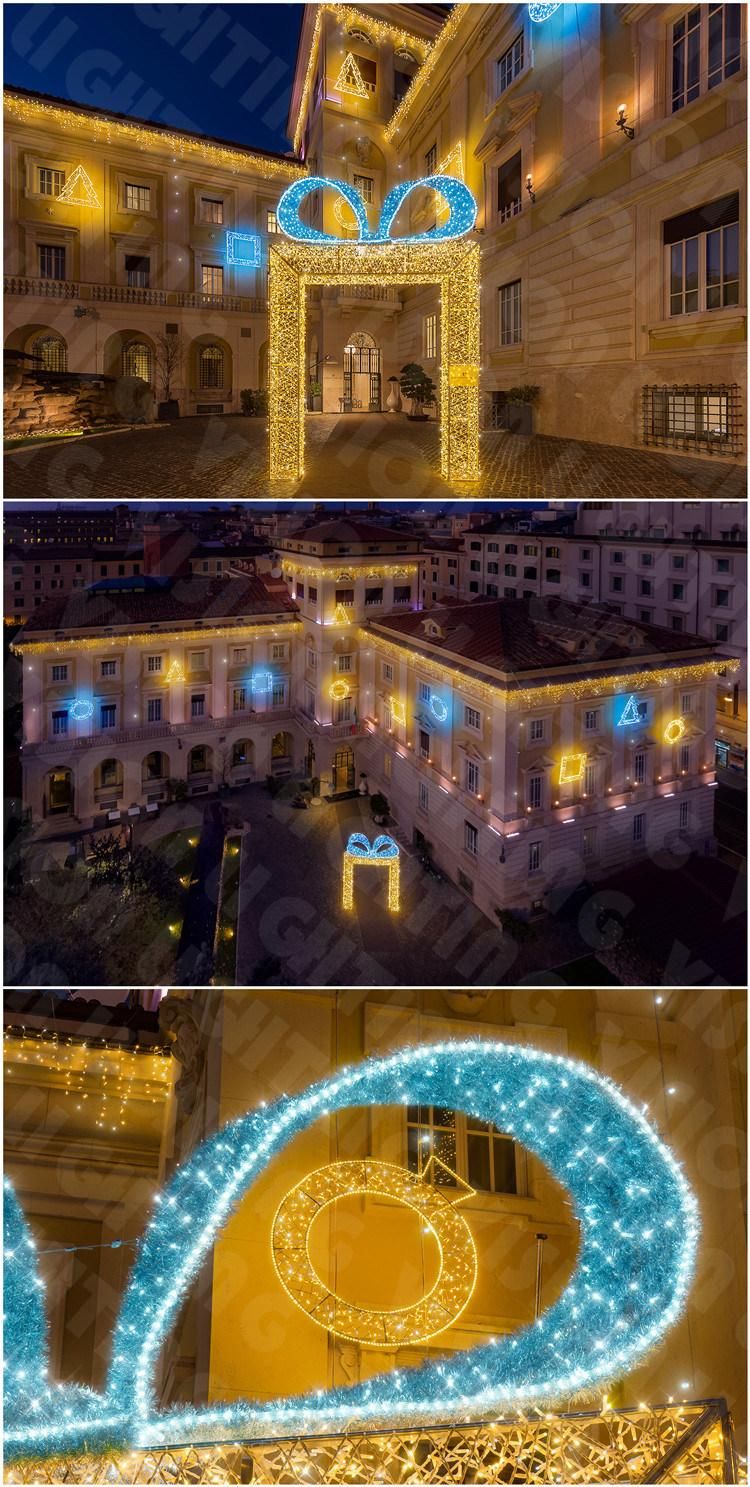 Outdoor Commercial 3D Christmas Decorative Golden Arch Motif Lights