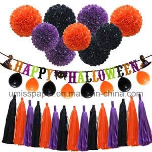 Umiss Paper Happy Halloween Banner Balloons Tassel Garland Birthday Party Decoration