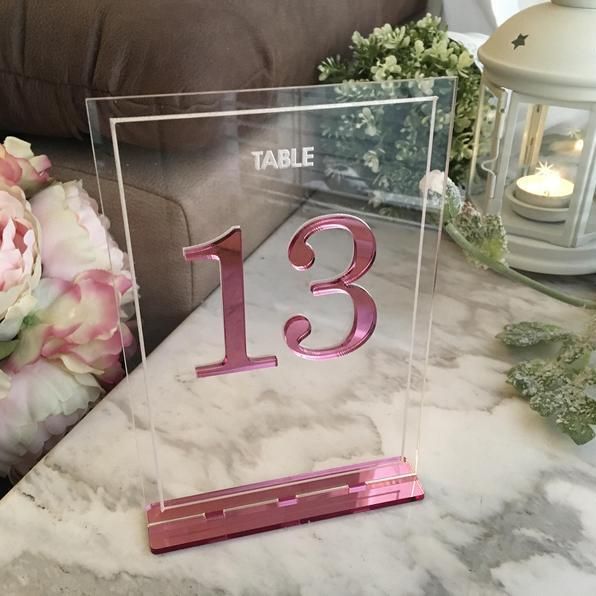 2021 Custom Place Card Mirror Clear Wedding Standing Acrylic Wedding Table Number