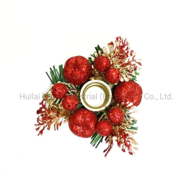 Christmas Candle Holders Mini Xmas Wreath Candlestick New Year Decorative Candlestick