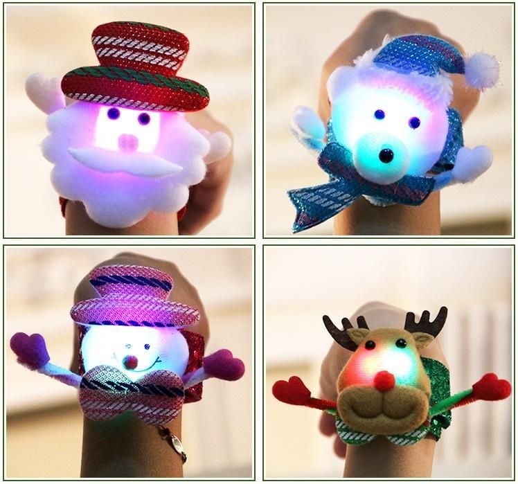 Santa Snowman Bear Slap Bracelets Christmas Hand Clap LED Slap Wristband Kids Adults