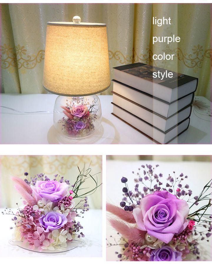 Customized Lovely Wedding Decorations & Gifts Preserved Roses LED Desk Lamp