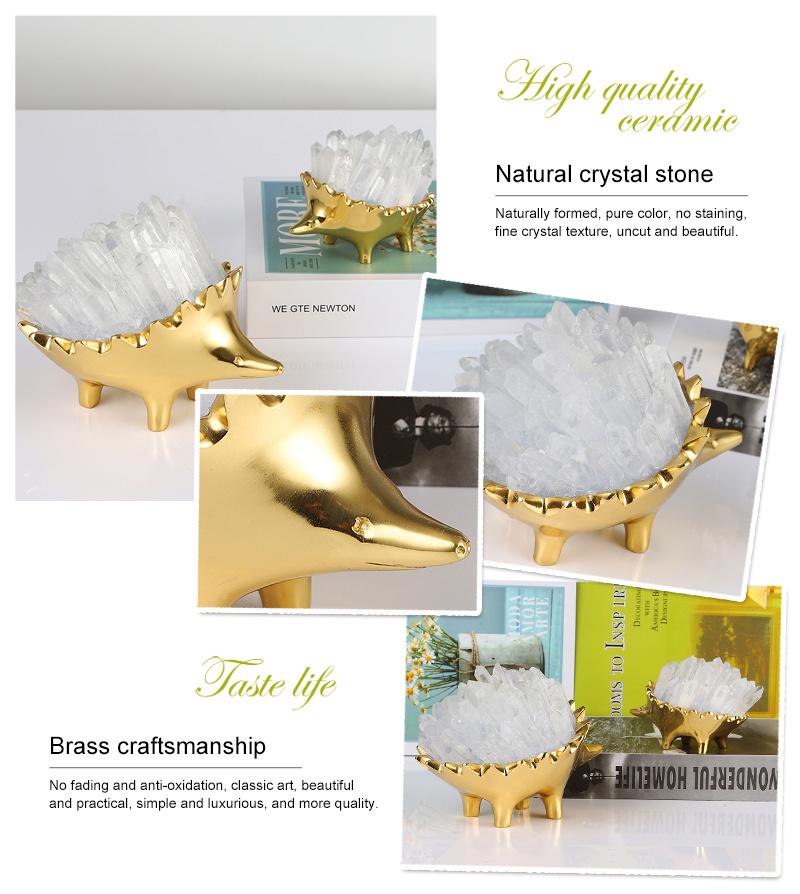 Modern Farmhouse Living Room Decor Simulation Hedgehog Design Brass Accessories for Home