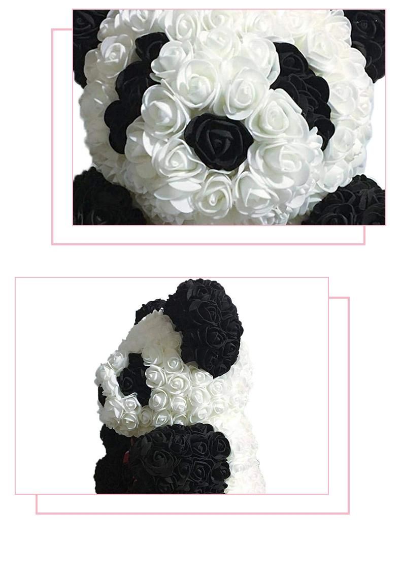 35 Cm Valentine′s Day Gifts Giant Panda Christmas Gift Rose Teddy Bears 3.5 Cm Flower Head Roses Bear with Heart