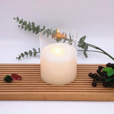 3 Wick Flameless LED Pillar Candle in Glass Jar