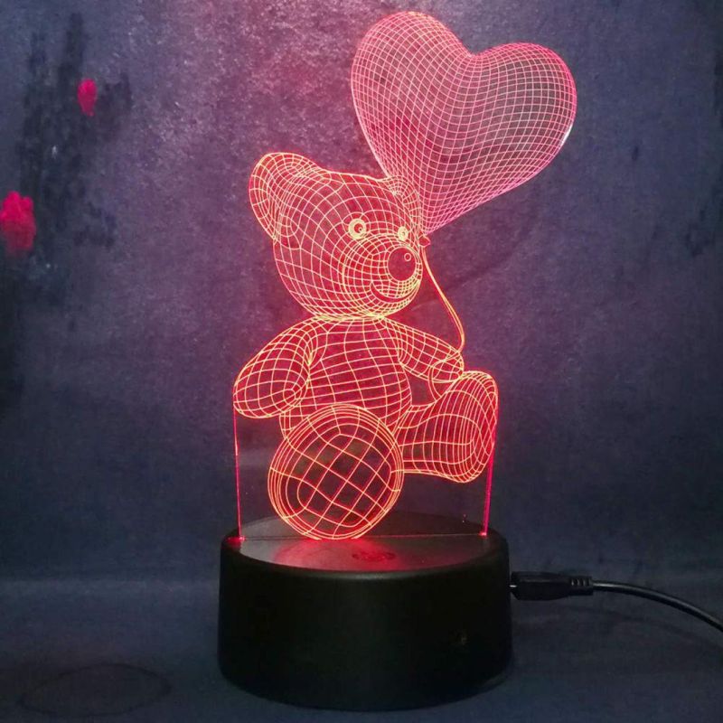 LED Love Teddy Bear 3D Nightlight Lamp