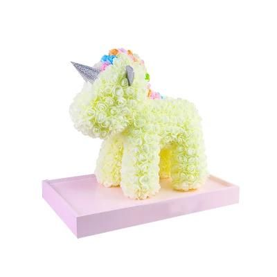 Real Touch Beautiful Rose Bear Unicorn Adorable Black Flower Unicorn