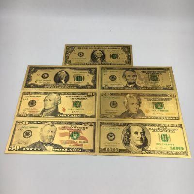 Gold Foil Banknotes High Quality Us Dollar Fun Plated Prop Money Education Game and Party Favor