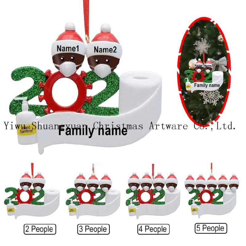 2020 Quarantine Christmas Decoration Personalized Quarantine Christmas Tree Hanging Survivor Family with Face Hand Sanitizer Christmas Ornament