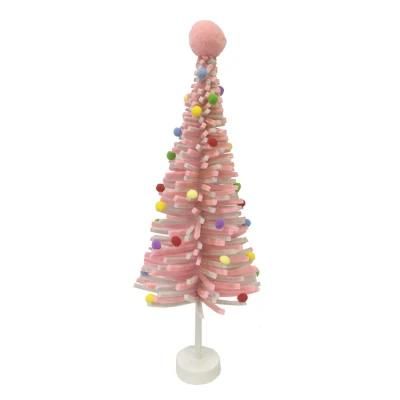 Factory Wholesale Luxury Xmas Decoration Mini Pink Felt Artificial Table Christmas Tree