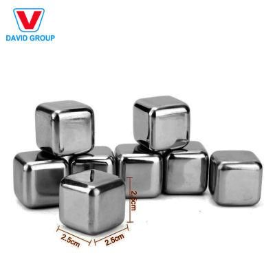 Amazon Top Seller Engraved Gold Chilling Stone Sustainable Ecofriendly Stainless Steel Whiskey Stone Ice Cube Wine Coolers