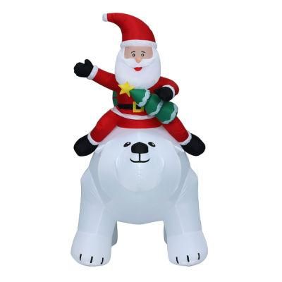 8FT Light Giant Christmas Santa Claus Riding Polar Bear, LED Lights Outdoor Indoor Holiday Decorations