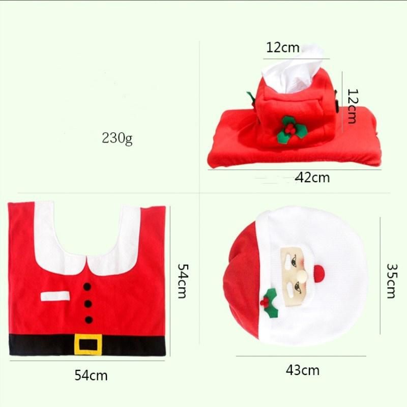 3PC/Set Christmas Santa Claus Bathroom Toilet Seats Cover Christmas Decoration