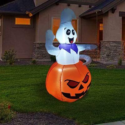 5FT Inflatable Halloween Ghost Sitting on The Pumpkin