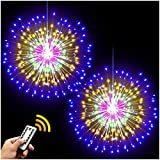 Firework Lights Starburst Lights Christmas Halloween Decoration Lights LED Copper Wire Battery Operated Hanging Sphere Lights with Remote