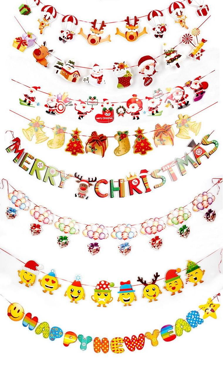 Christmas Banners Flags Hanging Bunting Paper Door Wall Window Hanging Decoration