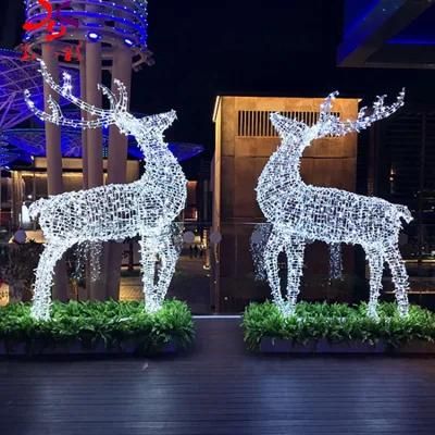 Outdoor Waterproof Garden Ornament Shopping Mall Decoration Holiday Couple Deer 3 D Motif LED Light