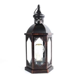 Wholesale Custom Home and Party Indoor Decor Vintage Color Bronze Plastic Lantern with LED Bulb