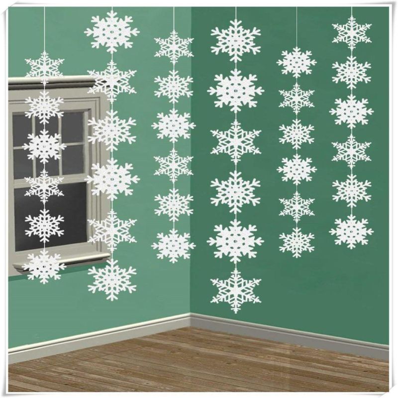 White Polyester Felt Snowflake Christmas Hanging Decoration