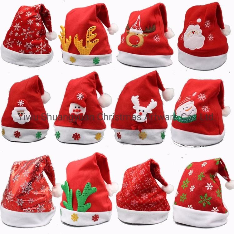New Year Christmas Hat with Braid Kids Christmas Decorations for Home Santa Claus Gift Warm Winter