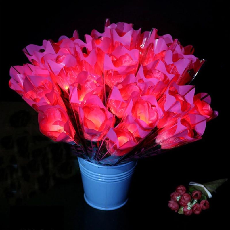 LED Flashing Simulation Rose Flower Night Light Wedding