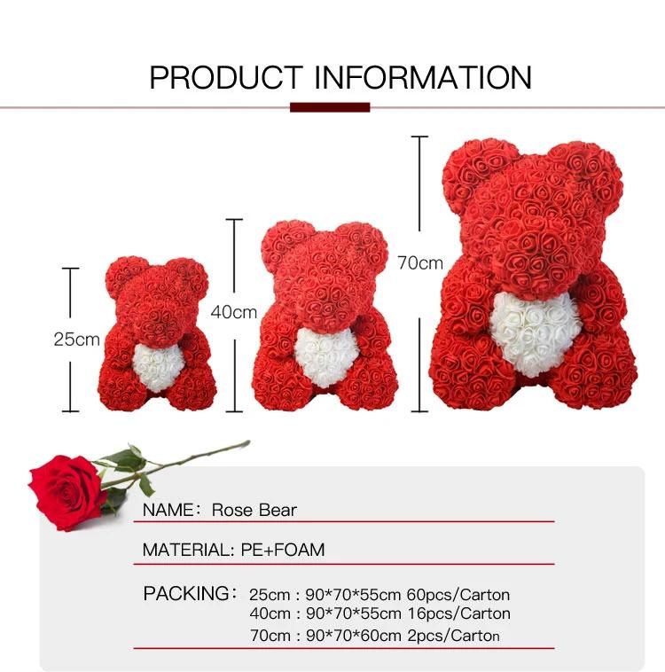 Wholesale Valentine′s Day Girlfriend Gift Small Tedy Bear Ours En Roses Rozen Beer Teedy Foam Teddy Rose Bear with Gift Box