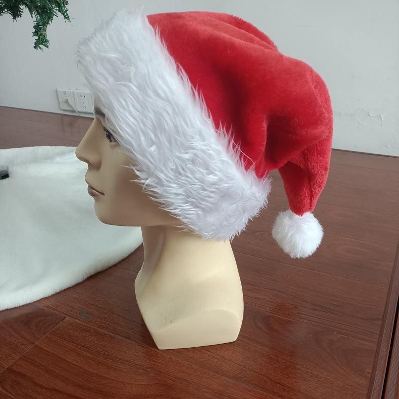 Santa Hat Plush Christmas Decoration Christmas Hats Non Woven Fabric for Kids Red OEM Item Oversized Color Weight Material Type for Men