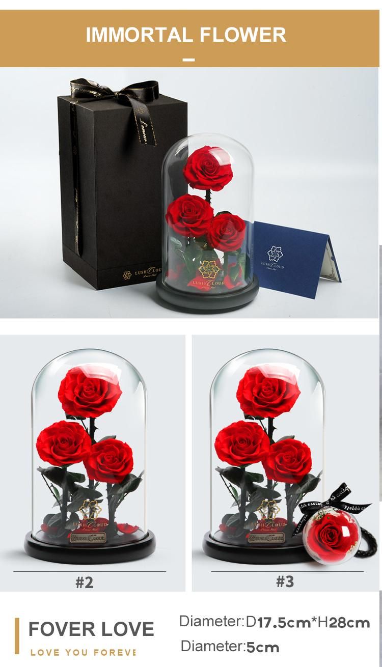 Eternal Rose -Preserved Real Rose in Glass Dome Gift Eternal Flower, Beautiful Gift for Valentine′s Day Mother′s Day Christmas Anniversary Birthday