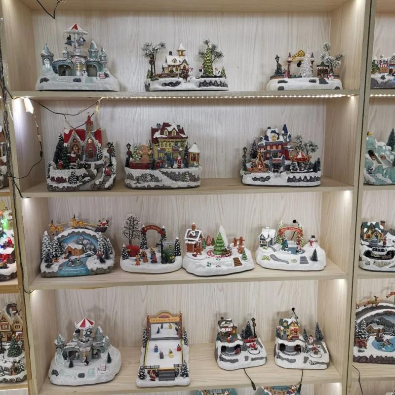 Polyresin Souvenir Decorative Christmas Figurines Village Houses