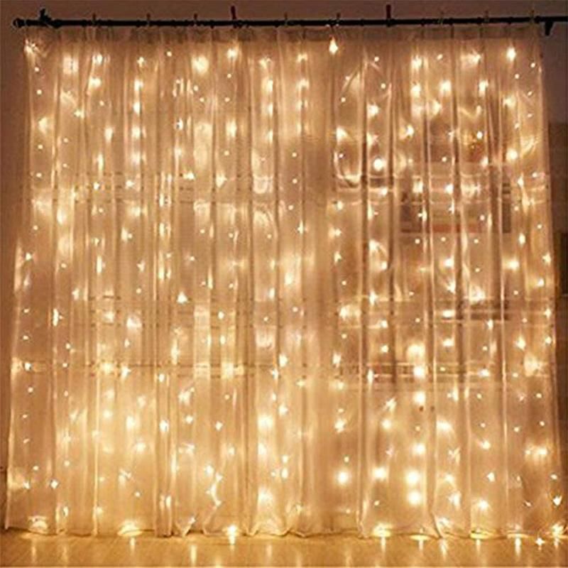 Home Decor 300 LED Window Curtain String Light for Christmas Wedding Party Home Garden Bedroom Outdoor Indoor Wall Decorations