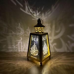 Warm White Battery Operated Metal LED Ramadan Eid Mubarak Lantern
