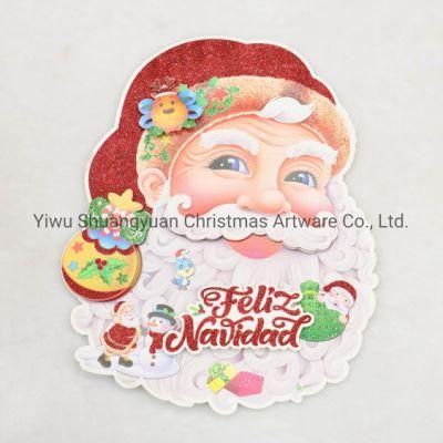 New Design Christmas Papar Santa Wall Door Sticker for Christmas Home Decoration