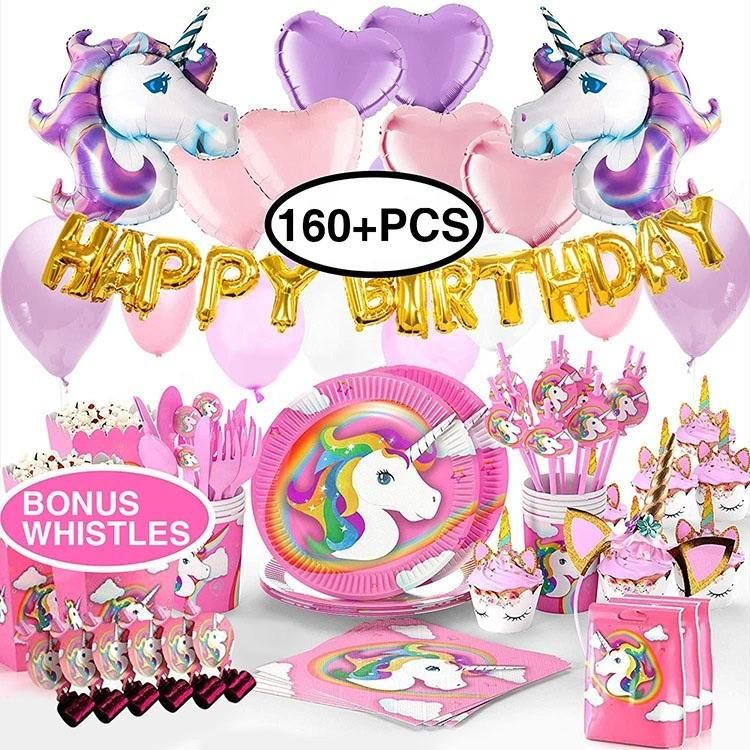 Kid Birthday Decorations Favors Set Unicorn Party Supplies