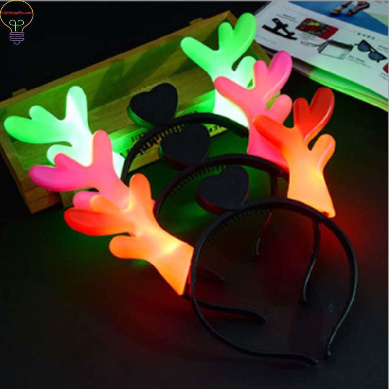 LED Reindeer Antler Headband Light up Deer Horns Hair Hoop