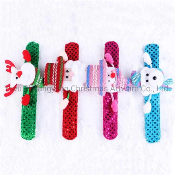 Newly Xmas Slap Circle Bracelet Wrist Band Christmas Slap Band with LED Light