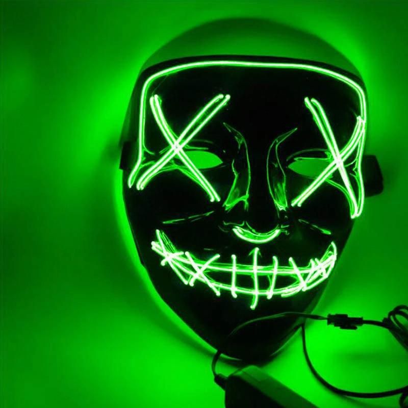 Scary Mask Cosplay LED Costume Mask EL Wire Light up for Halloween Festival Party