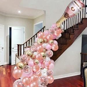 Rose Gold Champagne Bottle Balloon Garland Arch Set Happy Birthday Banner