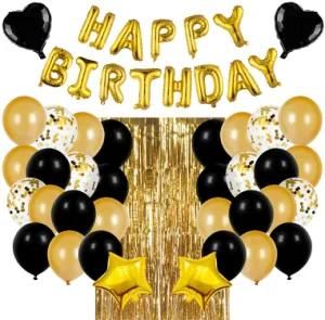 16 Inch Black Gold Happy Birthday Letter Set Black Balloon Sequins Party Supplies