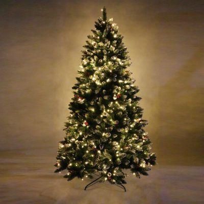 6FT Warm White Color LED Light 8 Modes Controller Green Artificial PVC Tree
