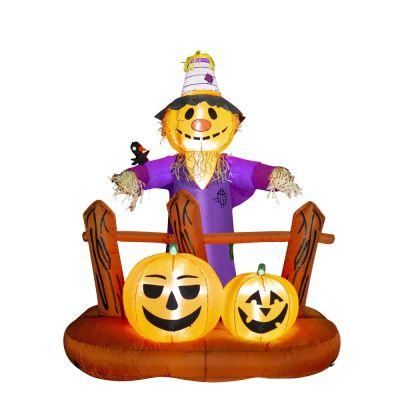 6 FT Halloween Inflatable Scarecrow with Pumpkins Outdoor Decoration with Build in LEDs, Blow up Indoor, Yard, Garden Lawn Decoration