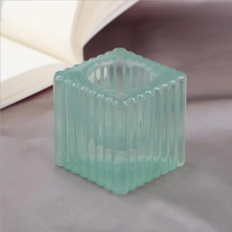 Crystal Clear Square Glass Pillar Tealight Holder for Wedding Home Decoration Centerpiece