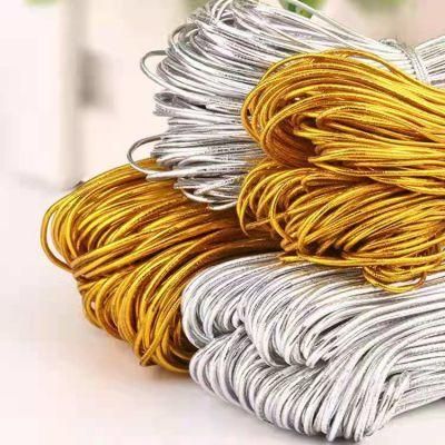 1.5mm Metallic Cord Tinsel String Rope for Ornament Hanging, Decorating, Gift Wrapping, Crafting Elastic