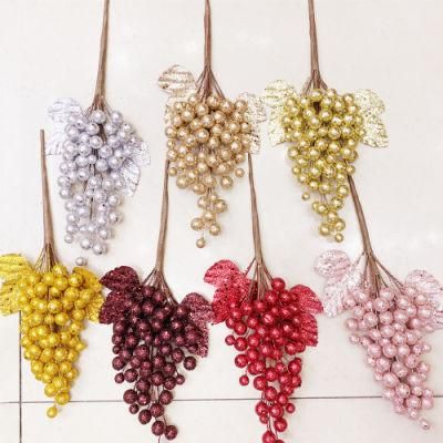 Artificial Christmas Grapes Flowers Floral Stems Decorative Ornaments