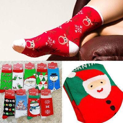 Custom Deisgn Christmas Xmas Cotton Socks Santa Snowman Snowflake Socks
