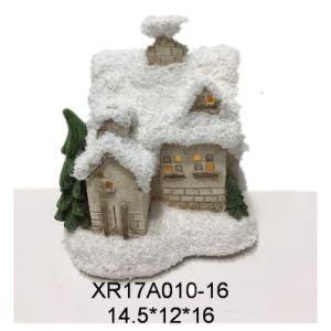 Factory Outlet Polyresin/Resin Craft Festival Decoration Christmas House with LED Light